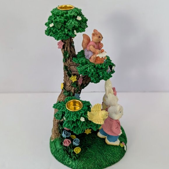 Vintage Ceramic Bunny Tree Candleholders 7 Inch Spring Easter Decor - Picture 5 of 7